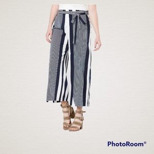 Angie Striped Wide Navy/White Wide Leg Pant S